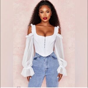 House of CB ‘CLAUDETTE’ White Corset With Drop Sleeves Small US4-6  $105